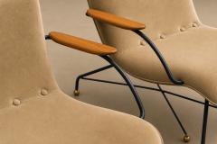 Carlo Hauner Brazilian Modern Pair of Armchairs in Rosewood Mohair Steel by Carlo Hauner - 4596947