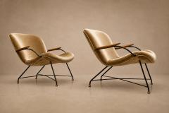 Carlo Hauner Brazilian Modern Pair of Armchairs in Rosewood Mohair Steel by Carlo Hauner - 4596951