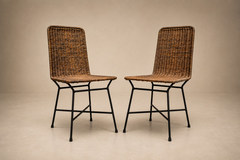 Carlo Hauner Brazilian Modern Pair of Chairs in Iron Wicker by Carlo Hauner Brazil 1950s - 4715699