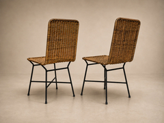 Carlo Hauner Brazilian Modern Pair of Chairs in Iron Wicker by Carlo Hauner Brazil 1950s - 4715701