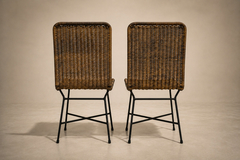 Carlo Hauner Brazilian Modern Pair of Chairs in Iron Wicker by Carlo Hauner Brazil 1950s - 4715705