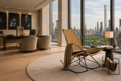 Carlo Hauner Brazilian Modern Rocking Chair in Metal Wicker Green Mohair by Carlo Hauner - 4744166