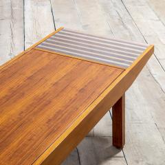 Carlo Hauner Carlo Hauner Attr Wooden Bench with Glass elements 60s - 2988277