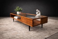 Carlo Hauner Carlo Hauner Caviuna Wood Glass Display Coffee Table Brazil 1950s - 4571593