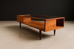 Carlo Hauner Carlo Hauner Caviuna Wood Glass Display Coffee Table Brazil 1950s - 4571595