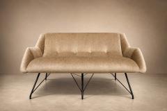 Carlo Hauner Concha Loveseat in Metal Brass Toned Fabric by Carlo Hauner 1955 - 4659749