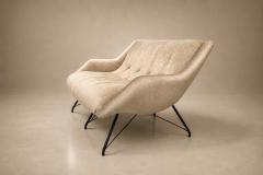 Carlo Hauner Concha Loveseat in Metal Brass Toned Fabric by Carlo Hauner 1955 - 4659759
