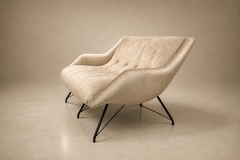 Carlo Hauner Concha Loveseat in Metal Textured Brass Toned Fabric by Carlo Hauner - 4694047