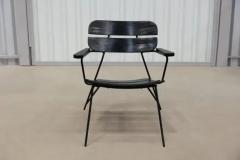 Carlo Hauner Mid Century Modern Armchair in Metal Wood by Carlo Hauner Brazil 1950s - 3871083