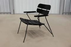 Carlo Hauner Mid Century Modern Armchair in Metal Wood by Carlo Hauner Brazil 1950s - 3871095