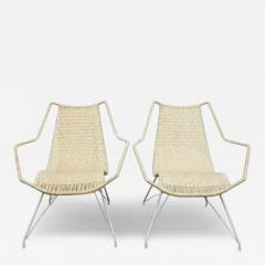 Carlo Hauner Mid Century Modern Armchairs in Iron Woven Cotton Fiber Carlo Hauner Brazil - 3194901