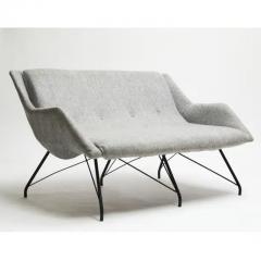 Carlo Hauner Mid Century Modern Loveseat in Iron Grey Fabric by Carlo Hauner Brazil 1955 - 3183761