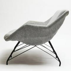 Carlo Hauner Mid Century Modern Loveseat in Iron Grey Fabric by Carlo Hauner Brazil 1955 - 3183765