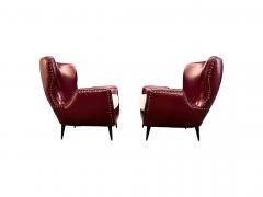 Carlo Hauner Pair of Armchairs in Hardwood Leather Boucle Carlo Hauner 1950s Lot 466 - 4373100