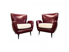Carlo Hauner Pair of Armchairs in Hardwood Leather Boucle Carlo Hauner 1950s Lot 466 - 4373104