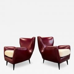 Carlo Hauner Pair of Armchairs in Hardwood Leather Boucle Carlo Hauner 1950s Lot 466 - 4374550