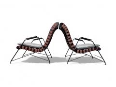 Carlo Hauner Pair of Armchairs in Rosewood Metal Fabric Carlo Hauner 1950s Lot 568 - 4089751
