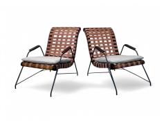 Carlo Hauner Pair of Armchairs in Rosewood Metal Fabric Carlo Hauner 1950s Lot 568 - 4089752