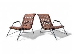 Carlo Hauner Pair of Armchairs in Rosewood Metal Fabric Carlo Hauner 1950s Lot 568 - 4089756