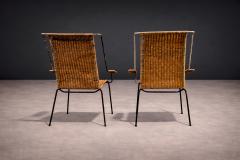 Carlo Hauner Pair of Armchairs wicker Iron Carlo Hauner 1950s - 4546767