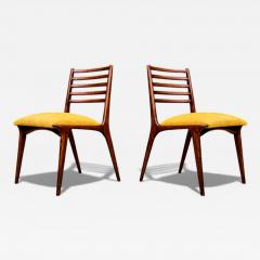 Carlo Hauner Set of 2 Chairs in Rosewood Yellow Linen Canvas Carlo Hauner Lot 254A - 4634577