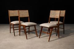 Carlo Hauner Set of 4 Chairs in Wood Caning Leather Carlo Hauner 1960s - 4544829