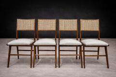 Carlo Hauner Set of 4 Chairs in Wood Caning Leather Carlo Hauner 1960s - 4544833