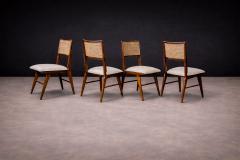 Carlo Hauner Set of 4 Chairs in Wood Caning Leather Carlo Hauner 1960s - 4544834