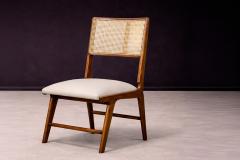 Carlo Hauner Set of 4 Chairs in Wood Caning Leather Carlo Hauner 1960s - 4544836