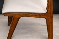 Carlo Hauner Set of 4 Chairs in Wood Caning Leather Carlo Hauner 1960s - 4544837