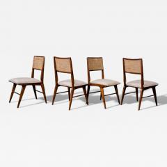 Carlo Hauner Set of 4 Chairs in Wood Caning Leather Carlo Hauner 1960s - 4545961