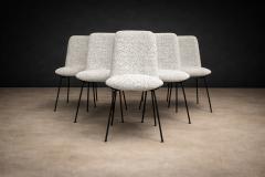 Carlo Hauner Set of Six Dining Chairs in Metal and Boucle by Carlo Hauner Brazil 1950s - 4488677