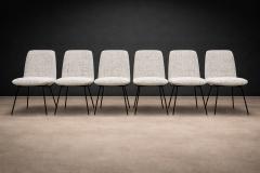 Carlo Hauner Set of Six Dining Chairs in Metal and Boucle by Carlo Hauner Brazil 1950s - 4488679