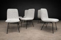 Carlo Hauner Set of Six Dining Chairs in Metal and Boucle by Carlo Hauner Brazil 1950s - 4488680
