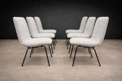Carlo Hauner Set of Six Dining Chairs in Metal and Boucle by Carlo Hauner Brazil 1950s - 4488681