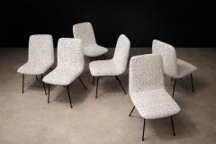 Carlo Hauner Set of Six Dining Chairs in Metal and Boucle by Carlo Hauner Brazil 1950s - 4488682