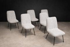 Carlo Hauner Set of Six Dining Chairs in Metal and Boucle by Carlo Hauner Brazil 1950s - 4488683