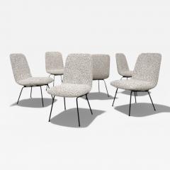 Carlo Hauner Set of Six Dining Chairs in Metal and Boucle by Carlo Hauner Brazil 1950s - 4537521