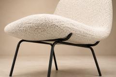 Carlo Hauner Set of Six Dining Chairs in Metal and Boucle by Carlo Hauner Brazil - 4621499