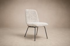 Carlo Hauner Set of Six Dining Chairs in Metal and Boucle by Carlo Hauner Brazil - 4621500