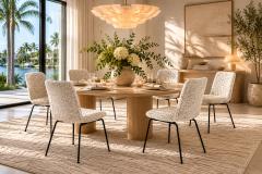 Carlo Hauner Set of Six Dining Chairs in Metal and Boucle by Carlo Hauner Brazil - 4621501