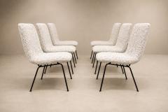 Carlo Hauner Set of Six Dining Chairs in Metal and Boucle by Carlo Hauner Brazil - 4621502