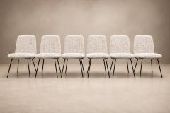 Carlo Hauner Set of Six Dining Chairs in Metal and Boucle by Carlo Hauner Brazil - 4621503