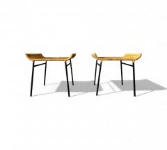 Carlo Hauner Set of Two Armchairs with Stools in Cane Iron Carlo Hauner 1950s - 4431842