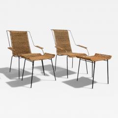 Carlo Hauner Set of Two Armchairs with Stools in Cane Iron Carlo Hauner Lot 232 851 - 4634540