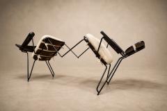 Carlo Hauner Three Armchairs in Ebonized Wood Metal with Loose Cushion Carlo Hauner - 4594282