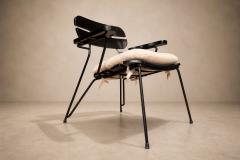 Carlo Hauner Three Armchairs in Ebonized Wood Metal with Loose Cushion Carlo Hauner - 4594283