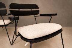 Carlo Hauner Three Armchairs in Ebonized Wood Metal with Loose Cushion Carlo Hauner - 4594284
