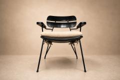 Carlo Hauner Three Armchairs in Ebonized Wood Metal with Loose Cushion Carlo Hauner - 4594287