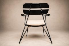 Carlo Hauner Three Armchairs in Ebonized Wood Metal with Loose Cushion Carlo Hauner - 4594288